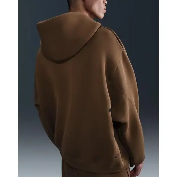 Nike Tech Fleece Hoodie Mens Mosswood Brown Kangaroo Pocket Pullover JAX1059